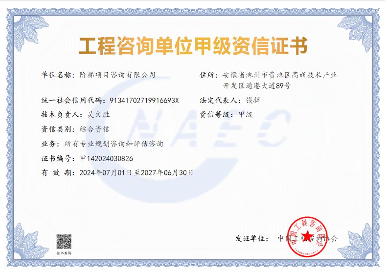 工程咨询单位甲级资信证书(综合资信)